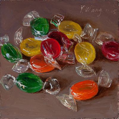 Candy Still Life, Candy Painting, Still Life Landscape, Candy Drawing, Contemporary Still Life, Candy Pictures, Painting A Day, Candy Paint, Realistic Pencil Drawings