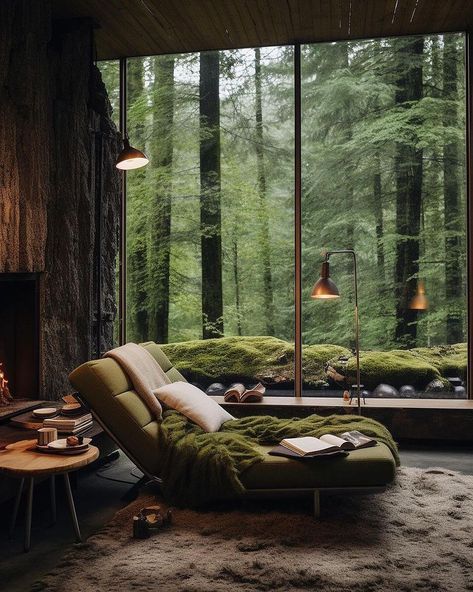 Scandinavian Forest Retreat: “Mosseum" by Studio 7.83 / Yani Ernst @yinandyani @studio7.83. Yani Ernst: Mosseum is an enchanting… | Instagram Ecosystem Architecture, Forest Cabin Interior, Forest House Interior, Forest Office, Forest Living Room, Winter Hotel, Scandinavian Forest, Forest Hotel, Woodland Retreat