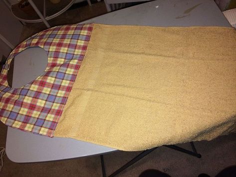 I have made these after someone gave my husband an adult bib. My husband suffers from a brain disease called FTD, you can go to my profile to get the full name. I am his caregiver/wife. I decided to make more of my own, and had so much shirting material. I got the hand towels from the $1 store which are a perfect size. I've made more for other families in need. They are super easy. It pays to know how to sew. :-) Bib For Adults Pattern, Adult Bibs Pattern Free Printable, Star Sewing, Bib Apron Pattern, Sewing Skirt, Decorative Mesh Wreaths, Old Washing Machine, Clothing Protectors, Senior Stuff