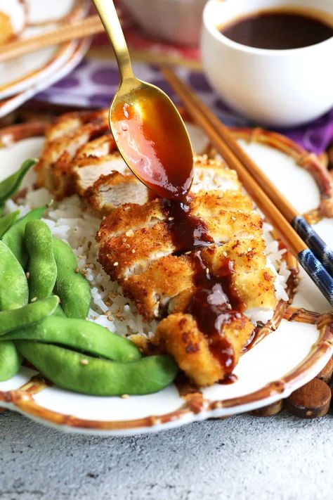 Chicken Katsu Chicken Katsu Sauce, Chicken Katsu Recipe, Katsu Sauce, Chicken Katsu Recipes, Katsu Recipes, Crispy Baked Chicken Thighs, Tonkatsu Sauce, Gluten Free Cookbooks, Edamame Salad