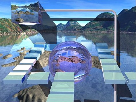 90s 3d Render, 90s 3d Graphics, Transparent Technology 90s, Retro Futurism Landscape, Vaporwave Swimming Pool, Vaporwave Art, Vaporwave Aesthetic, Creative Profile Picture, Computer Graphics