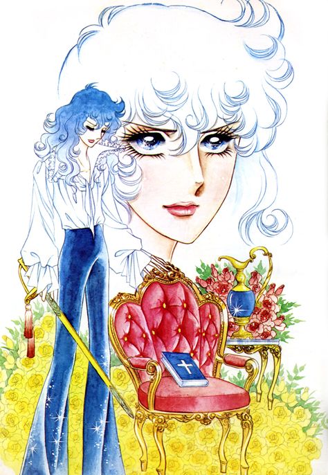 Feh Yes Vintage Manga | Ikeda Riyoko Rose Of Versailles, Vintage Manga, Versailles, Red, Hair, Blue