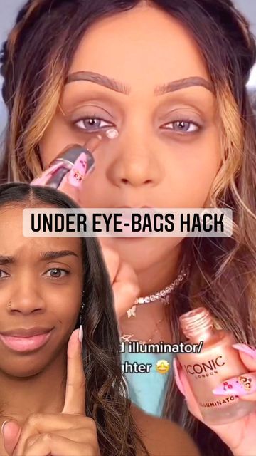 𝐀𝐓𝐀𝐑𝐀𝐇 on Instagram: "Dark Under eye concealer hack!! 👀😍 What’s your thoughts on this one? 🤔 Save & Tag a Friend that needs makeup inspo 👩🏾‍🤝‍👩🏻Follow me @atarahmayhew 😘 inspo @glamwithsuzan 💕 . . ." Dark Eye Bags Makeup, Makeup For Puffy Under Eyes, Eye Shadow Under The Eye, How To Hide Under Eye Bags With Makeup, How To Cover Bags Under Eyes, Concealing Under Eye Bags, How To Cover Eye Bags With Makeup, How To Hide Eye Bags With Makeup, Makeup For Eye Bags