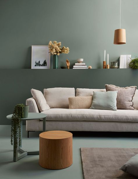 Popular Living Room Colors, Sage Green Living Room, Scandinavian Design Living Room, Spring Living Room, Popular Living Room, Furnitur Ruang Keluarga, Style Salon, Living Room Color Schemes, Living Room Accessories