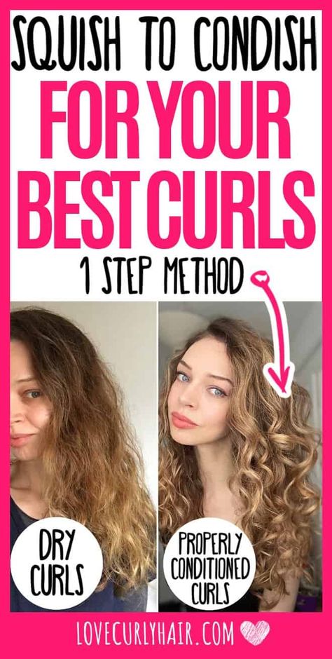 Discover The Squish To Condish Method For Curly Hair. The Best Way To Condition Curls. Squish To Condish For Wavy Hair Too. This Technique Will Condition Curly Hair, Reduce Dryness And Reduce Frizz #conditioner #conditioning #curly #curlygirl #curlyhairroutine #curlygirlmovement #haircare Squish To Condish, Define Curly Hair, Maintaining Curly Hair, Frizzy Wavy Hair, Wavy Hair Tips, Hair Washing Routine, Wavy Hair Care, Frizzy Curly Hair, Curly Hair Types