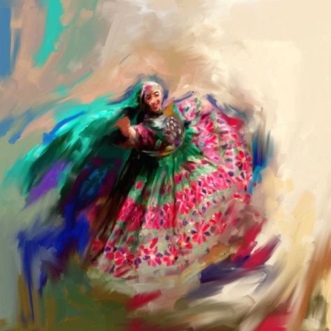 #attan #pashtun #afghanistan #woman #dance #culture #art #painting Afghanistan Painting, Afghan Aesthetic, Pashtun Culture, Afghan Art, Afghanistan Culture, Pakistani Art, Dance Culture, Abstract Painting Diy, Afghan Culture