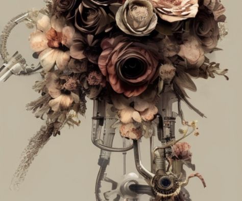 Steampunk Flowers It Ends With Us, Steampunk Flower Arrangements, Dark Bouquet, Steampunk Flowers, Hoover Books, Masquerade Wedding, Colleen Hoover Books, Steampunk Wedding, It Ends With Us