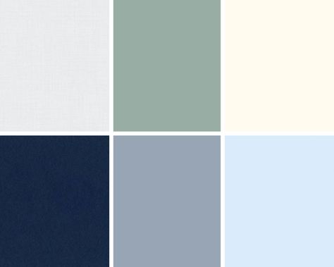 Light Gray, Eucalyptus Green, Cream, Navy, Dusty Blue, & Sky Blue Blue Green And Grey Color Scheme, Sage Blue Grey Color Palette, Dusty Blue And Navy Color Palette, Blue Green Gray White Color Palette, Sage Green And Light Blue Color Palette, Wedding Color Palette Blue Green, Sage Green Dusty Blue Cream Wedding, Blue Green Pallete Color, Olive Green And Light Blue Color Palette