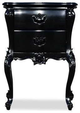 Averna Goth Side Table - Black eclectic-nightstands-and-bedside-tables Black Gothic Nightstand, Goth Side Table, Goth End Table, Bedside Table Gothic, Gothic End Table, Goth Bedframes, Goth Bedside Table, Gothic Side Table, Gothic Bedside Table