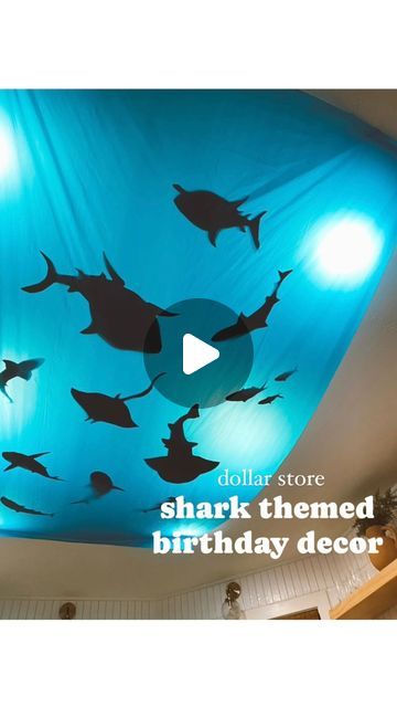 Shark Week Decorations Diy, Diy Shark Decorations, Shark Diy Decor, Shark Birthday Activities, Diy Shark Decor, Diy Shark Party Decorations, Seaweed Diy, Cheap Party Decor, Diy Seaweed