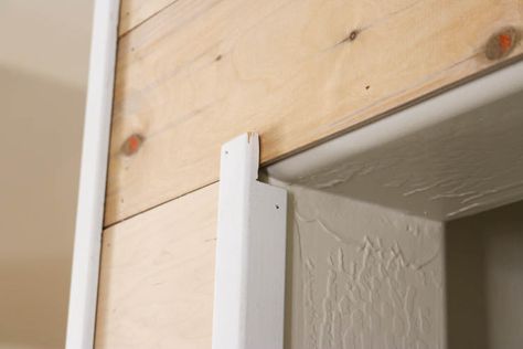 How To Easily Install Faux Shiplap - Addicted 2 DIY Shiplap Corner Trim, Shiplap Corners Trim, Shiplap Projects, Bullnose Corners, Shiplap Trim, Cottage Contemporary, Guest Bathroom Design, Installing Shiplap, Corner Trim