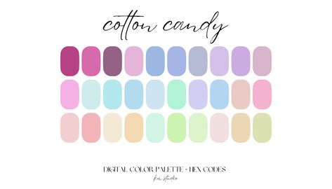 Candy Color Palette, Pastels Color Palette, Candy Palette, Color Palette Hex Codes, Digital Color Palette, Procreate Tools, Neon Colour Palette, Procreate Palette, Color Design Inspiration