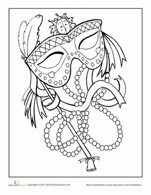 Second Grade Holiday Worksheets: Mardi Gras Coloring Page Carnaval Diy, Theme Carnaval, Mardi Gras Crafts, Holiday Worksheets, Mardi Gras Decorations, Adult Colouring Pages, Printable Adult Coloring Pages, Mardi Gras Party, Mardi Gras Mask