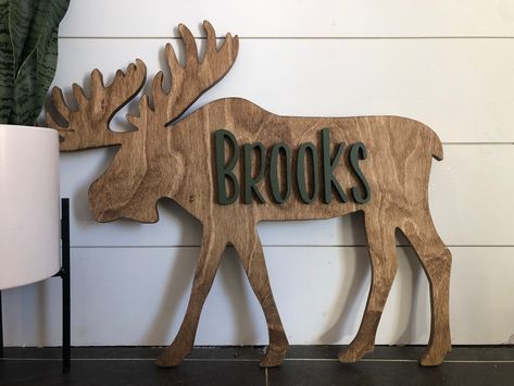 Moose Baby Nursery, Moose Nursery Decor, Moose Nursery, Woodland Nursery Boy, Moose Decor, Nursery Boy, Boy Name, Boys Nursery, Nursery Room Inspiration