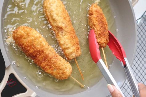 Korean Cream, Korean Corn, Garlic Cheese Bread, Food Network Canada, Mozzarella Sticks, Fun Foods, Corn Dogs, Food Network, Summer Party