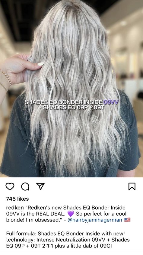 White Blonde Formula Redken, Icy Shades Eq Formula, Silver Formula Shades Eq, Redken Shades Eq 10 Vg, Ion Icy White Toner Before And After, Redken Silver Toner Formula, Blonde Hair With Brown Underneath, Silver Hair Color Formula, Toning Formulas