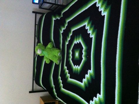 Hmmm.  A good backing for my Creeper quilt? Gothic Crochet Blanket Patterns, Creeper Crochet Blanket, Granny Square Blanket Black Border, Dark Granny Square Blanket, Dark Green Crochet Blanket, Crochet Quilt Pattern, Crochet Baby Projects, Crochet Throw Pattern, Afghans Crochet