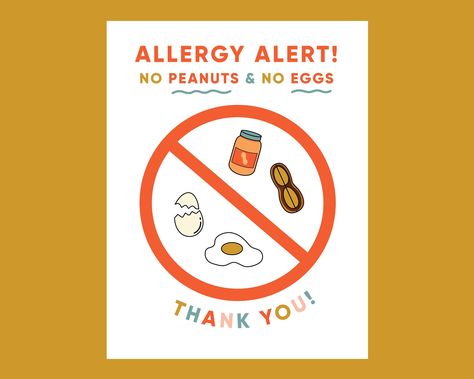 Allergy Alert Sign, Alert Sign, Tree Nut Allergy, Health Posters, Egg Allergy, Peanut Tree, Peanut Free, Food Allergies, 11 Inches