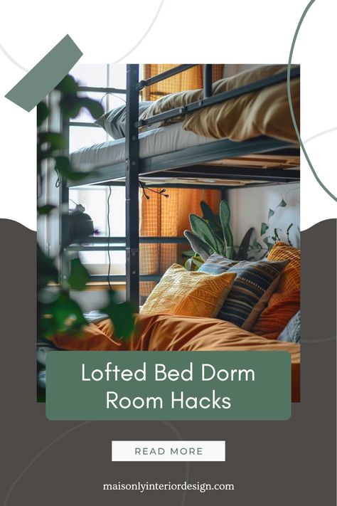 Looking to transform your dorm room into a comfortable and stylish retreat? Discover these lofted bed dorm room hacks that maximize your space without sacrificing style! Perfect for students, our guide offers creative space-saving tips to organize, decorate, and optimize small areas. From double-duty furniture to cozy bedding ideas, learn how to create a functional rival to any apartment while enjoying maximum comfort. Dive into making your dorm room uniquely yours, showcasing your personal style with smart storage solutions and decorating insights. Lofted Bed Dorm, Lofted Bed Dorm Room Ideas, Cozy Bedding Ideas, Loft Bed Storage, Crate Ottoman, Lofted Dorm Beds, Double Duty Furniture, Lofted Bed, Dorm Room Hacks