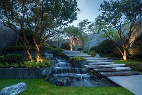 Urbanism Architecture, Residential Landscaping, Landscape And Urbanism, Landscape Architecture Design, Water Features In The Garden, House Landscape, Garden Pool, Architecture Exterior, Modern Landscaping