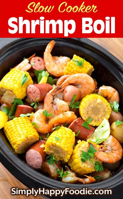 Crock Pot Shrimp, Shrimp Boil Recipe, Sausage And Potatoes, Cooked Shrimp, Recipes Cheap, Shrimp Sausage, Fun Dinner, Boiled Food, Shrimp Boil