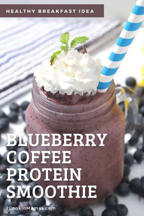 Blueberry Coffee Smoothie, Blueberry Protein Shake Recipe, Blueberry Oat Smoothie Recipes, Blueberry Iced Coffee, Blueberry Vanilla Protein Shake, Coffee Protien Smoothies Recipes, Protein Powder Coffee, Coffee Smoothie Healthy, Blueberry Banana Protein Smoothie