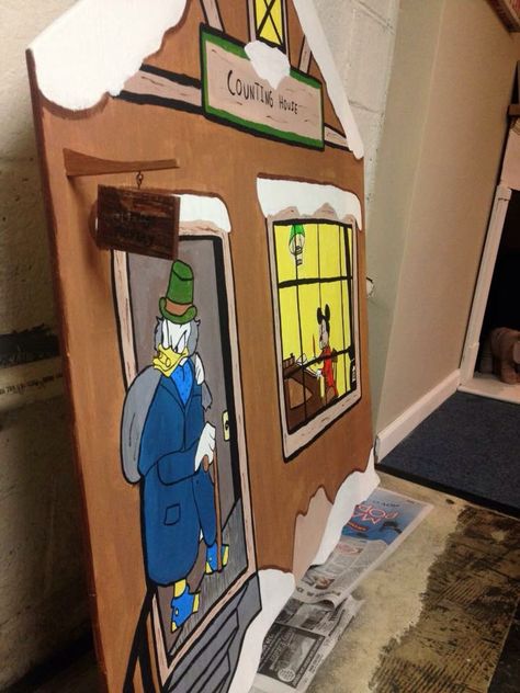 Disney Christmas Carol, Mickey's Christmas Carol, Christmas Carol Game, Christmas Doors, Christmas Classroom Door, Mickeys Christmas Carol, Wood Yard Art, Door Decorating Contest, Muppet Christmas Carol