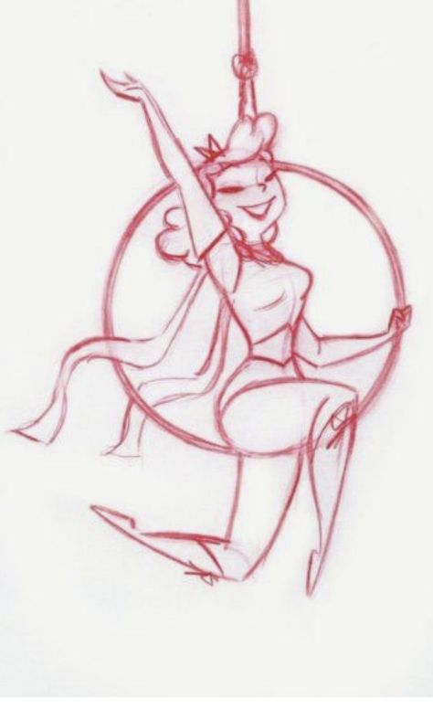 Tightrope Pose Reference, Trapeze Poses Drawing, Circus Theme Drawing, Circus Acrobat Drawing, Circus Poses Reference, Circus Doodles, Circus Sketch, Working At Disney, Circus Drawing