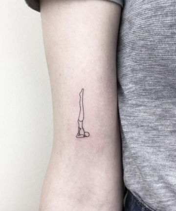 Yoga Vibes Big Fine Line Tattoo, Horizontal Tattoo Ideas, Minimal Line Art Tattoo, Simple Linework Tattoos, Tattoo Ideas Fine Line, Magnolia Tattoos, Anna Tattoo, Straight Line Tattoo, Vertical Tattoo