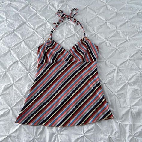 Striped Y2k Tops For Spring, Striped Summer Cami Top, Y2k Striped Cotton Tops, Summer Y2k V-neck Camisole, Striped V-neck Tank Top, Cami Top, Cami Tops, Baby Dolls, Size Medium