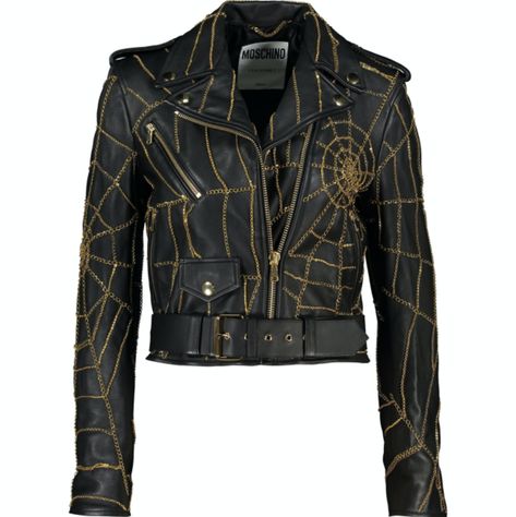 Spider Web Leather Jacket, Spiderweb Jacket, Spider Web Chain, Mammon Aesthetic, Spiked Jacket, Punk Leather Jacket, Spiderweb Design, Chain Embroidery, Steampunk Ideas