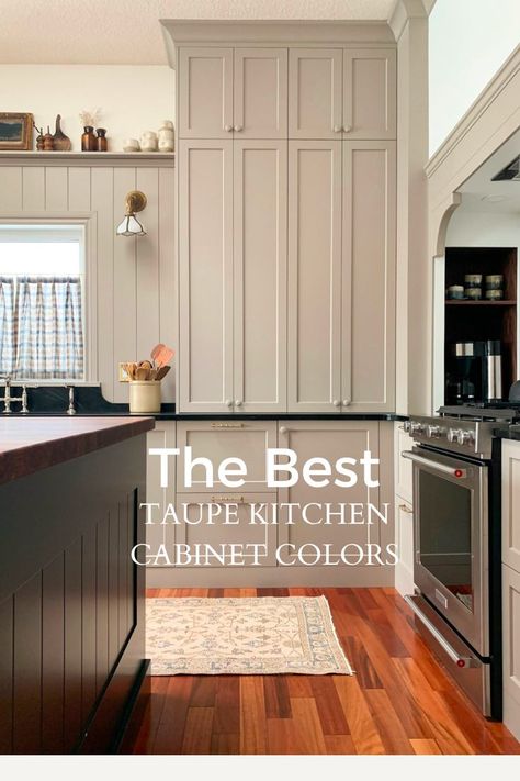 Read to find out the best taupe and beige cabinet colors for a timeless kitchen. You'll find tons of inspiration for taupe kitchens! Beige Cabinet Colors, Beige Kitchen Cabinet Colors, Neutral Kitchen Cabinets, Timeless Kitchen Cabinets, Neutral Kitchen Colors, Taupe Kitchen Cabinets, Neutral Cabinets, Beige Kitchen Cabinets, Taupe Kitchen