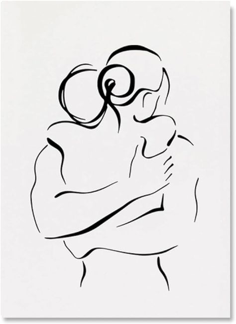 Man And Woman Hugging Drawing, Couples Line Drawing, How To Draw People Hugging, One Line Couple Drawing, Drawing Of Couples In Love, Drawings Of Love Easy, Long Distance Relationship Painting, Drawings That Represent Love, Dessin Love Couple