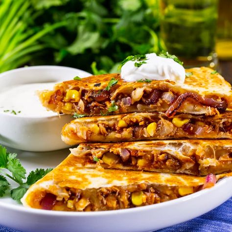 Bbq Chicken Quesadilla, Southern Appetizers, Spicy Southern Kitchen, Southwest Recipes, Sweet Bbq Sauce, Chicken Quesadilla Recipe, Corn Cheese, Southern Kitchen, Thanksgiving Recipes Side Dishes