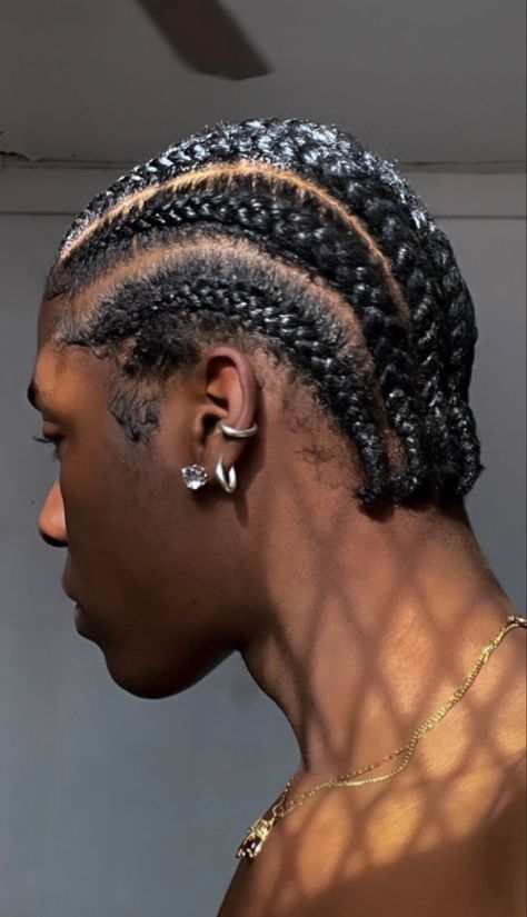 Men With Edges, Cornrow On Men, Dreads Covering Face, Corn Rows For Black Men, Trendy Cornrow Hairstyles, Stitch Braids Men, Mens Braided Hairstyles, Cornrows For Men, Black Boy Hairstyles