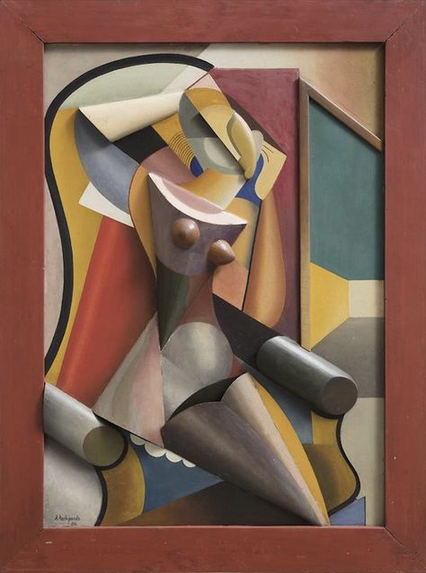 Alexander Porfyrovych Archipenko (Kyiv, May 30, 1887 - New Yotk, February 26, 1964) was a Ukrainian-American avant-garde artist, sculptor, and graphic artist, active in France and the United States. He was one of the first to apply the principles of Cubism to architecture, analysing human figure into geometrical forms. [Tel Aviv Museum of Art - Oil on wood, sheet metal and cardboard mounted on wood panel, 86 ×64.5 × 5 cm] Alexander Archipenko, Relief Painting, Avant Garde Artists, Bas Relief, Human Figure, Wood Panel, Cubism, Sheet Metal, Graphic Artist