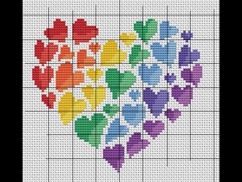 Heart Cross Stitch Pattern Free, Cross Stitch Heart Pattern, Cross Stitch Hearts, Crochet Heart Blanket, Autumn Cross Stitch Patterns, Cross Stitch Geometric, Cross Stitch Love, Pola Kristik, Cross Stitch Heart