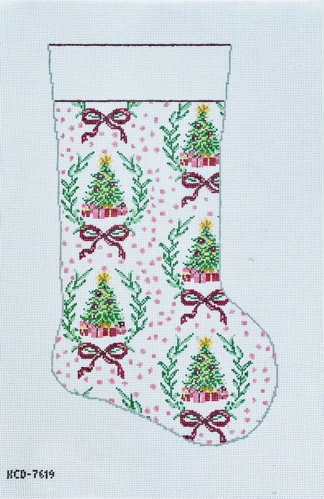 Christmas Tree Stocking Canvas – KC Needlepoint Needlepoint Stocking, Unique Cross Stitch, Pearly Gates, Travel Ornament, Needlepoint Stockings, Nutcracker Ornaments, Monogram Pillows, Needlepoint Christmas, Stocking Tree