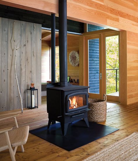 Country Fireplace, Wood Heat, Wood Stove Fireplace, Cottage Retreat, Wood Burning Stoves, Fire Places, Style Cottage, Wood Burner, Modern Cabin