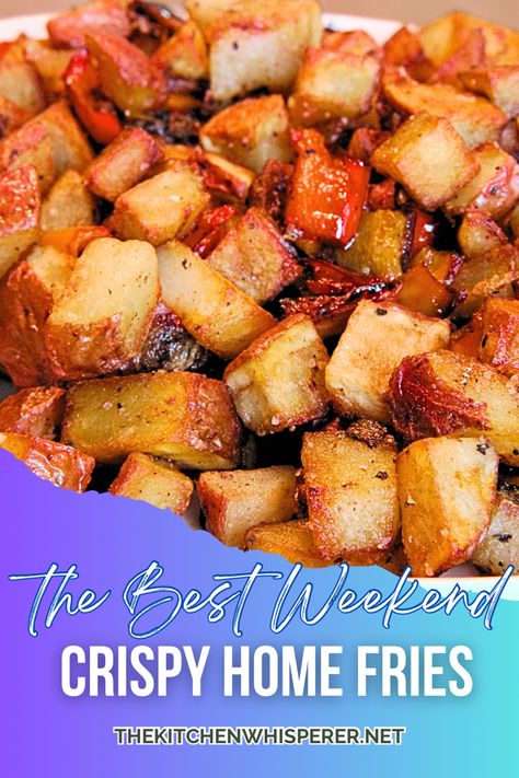 Crispy diner-style home fries from your kitchen are easier than you think with my recipe! Diner Home Fries, Best Home Fries Recipe, Home Fries With Peppers And Onions, How To Make Home Fries, Homefries Recipe, Home Fries Breakfast, Crispy Home Fries, Home Fries Recipe, Potatoes Onions