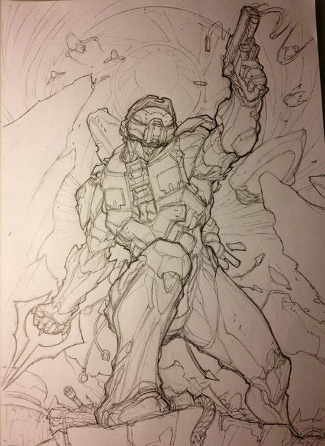 Be the MASTER (Chief) for the 4th time by ~pant on deviantART Halo Drawings Master Chief, Master Chief Sketch, Halo Sketch, Halo Drawing, Paolo Pantalena, Halo Drawings, Halo Tattoo, Halo Master Chief, Halo Armor