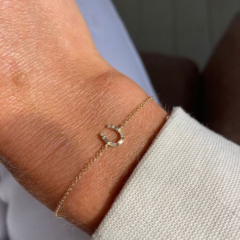 Horseshoe Bracelet, Lucky Charm Bracelet, Lucky Horseshoe, Gold Jewelry Earrings, Baguette Diamonds, Dope Jewelry, Jewelry Lookbook, Vermeil Jewelry, Diamond Charm