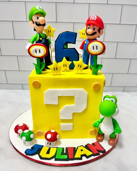 🌟🍄 It's-a-birthday! #supermariocake #kupcakekitchen #wantcake #mariocake #mariobirthday #marioparty #supermariobirthday #cakeinspiration #birthdaycakeideas #birthdayideas #birthdayinspiration #birthdayideasforkids #cakedesigner #designercakes #customcakes #cakelove #cakeartist #3dcake #3dcakes #carvedcake #fondantcakes #amazingcake #amazingcakes #cakeforgirl #cakeforboy #cakeforchildren #cakeforkids #santaclarita #santaclaritavalley #scv Mario Movie Birthday Cake, Mario Question Block Cake, Supermario Cakes For Boys, Mario Wonder Cake, Birthday Cake Super Mario, Mario Bday Cake, Mario And Luigi Birthday Cake, Super Mario Cakes, Simple Mario Cake