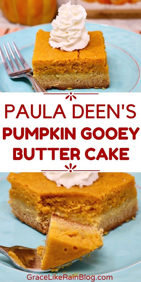 Gooey Butter Cake Bars, Pumpkin Butter Cake, Pumpkin Gooey Butter Cake, Butter Cake Bars, Cake Bars Recipe, Gooey Cake, Pumpkin Crunch, Gooey Butter, Potluck Ideas