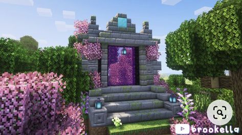 Minecraft Portal Design, Minecraft Portal, Nether Portal, Minecraft Garden, Portal Design, Minecraft Structures, Bangunan Minecraft, Minecraft Farm, Minecraft Cottage