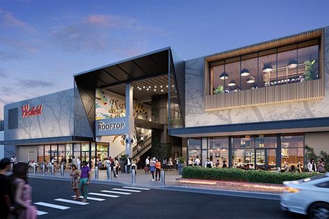 Scentre Group to deliver $53m rooftop dining & leisure precinct at Westfield Mt Druitt – Shopping Centre News Shopping Center Design, Shopping Mall Exterior, Shopping Center Architecture, Shopping Mall Design, Mall Facade, Rooftop Dining, Shopping Mall Architecture, Modern Restaurant Design, Retail Facade