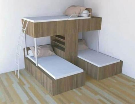 22 Beds for Small Rooms Ideas in 2020 Design Ložnic, Bunk Bed Plans, Triple Bunk Beds, Beds For Small Rooms, Modern Bunk Beds, Diy Bunk Bed, Triple Bunk Bed, Hiasan Bilik Tidur, Bunk Beds With Stairs