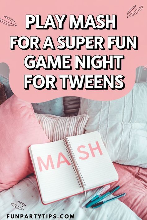 How to play MASH the game: an easy, fun game for friends! Grab a notebook, pick your options, and discover your “future.” Play it with just paper and pen for endless laughs and hilarious predictions. A must for your next hangout. Perfect for BFF game nights or fun moments with friends. Mash The Game, Mash Game, Game For Friends, Teen Fun, Fun Moments, Party Tips, Activities For Adults, Boredom Busters, Paper Pen