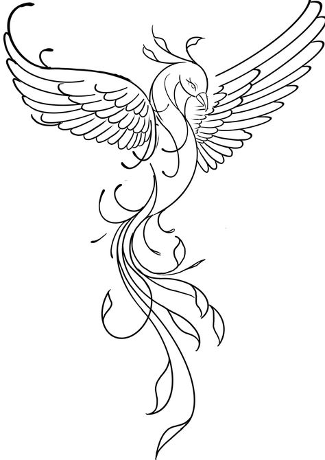 Phoenix Drawing Sketches Simple, Phoenix Drawing, Mother Tattoos For Children, Phoenix Tattoo Feminine, Small Phoenix Tattoos, Phönix Tattoo, Phoenix Tattoos, Hip Thigh Tattoos, Tattoo Shading