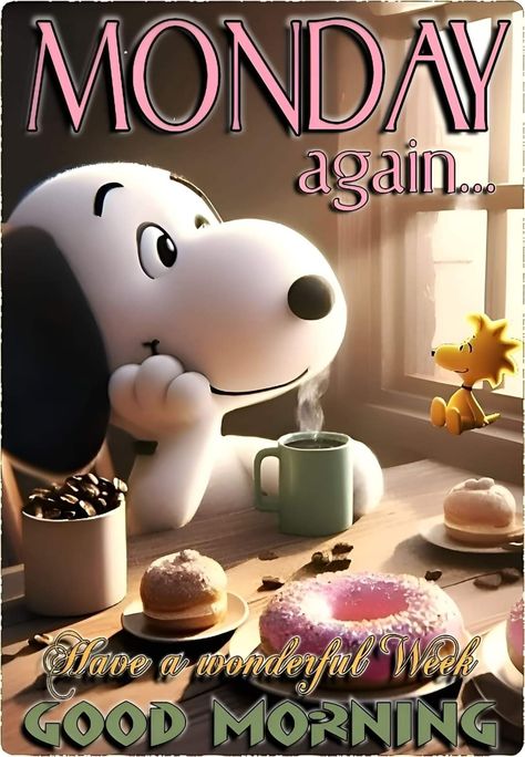 Snoopy Sunday Mornings, Happy Monday Have A Great Week, Good Morning Monday New Week, Good Morning Monday Funny, Happy Sunday Snoopy, Happy Monday Gifs, Happy Monday Morning Inspiration, Funny Good Morning Greetings, Monday Morning Greetings